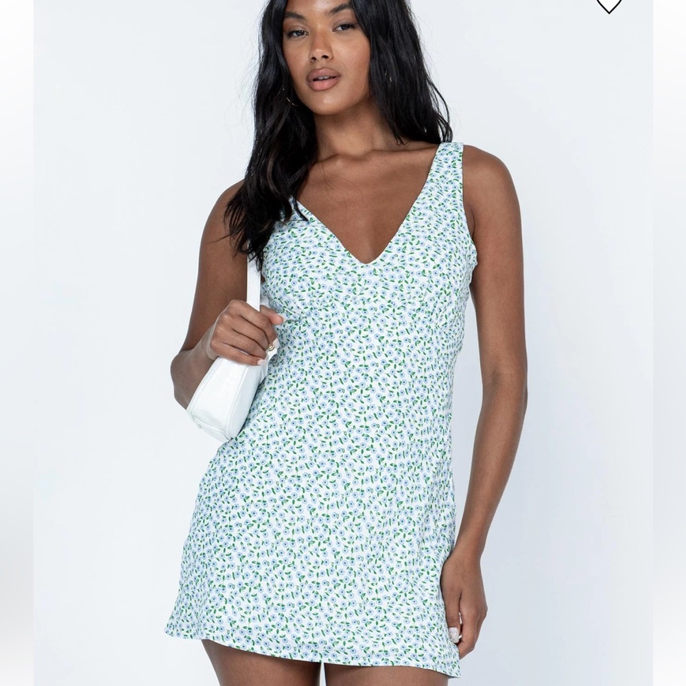PRINCESS POLLY Harlen Mini Dress Blue / White Floral NWT condition
